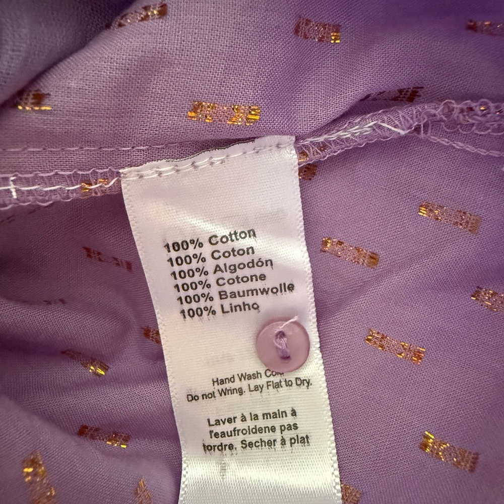 Emerson Fry India Collection Emmaline Lavender Gold Dot Blouse size large - Picture 9 of 9